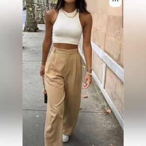 Zara Tan Wide Leg Women's Pants